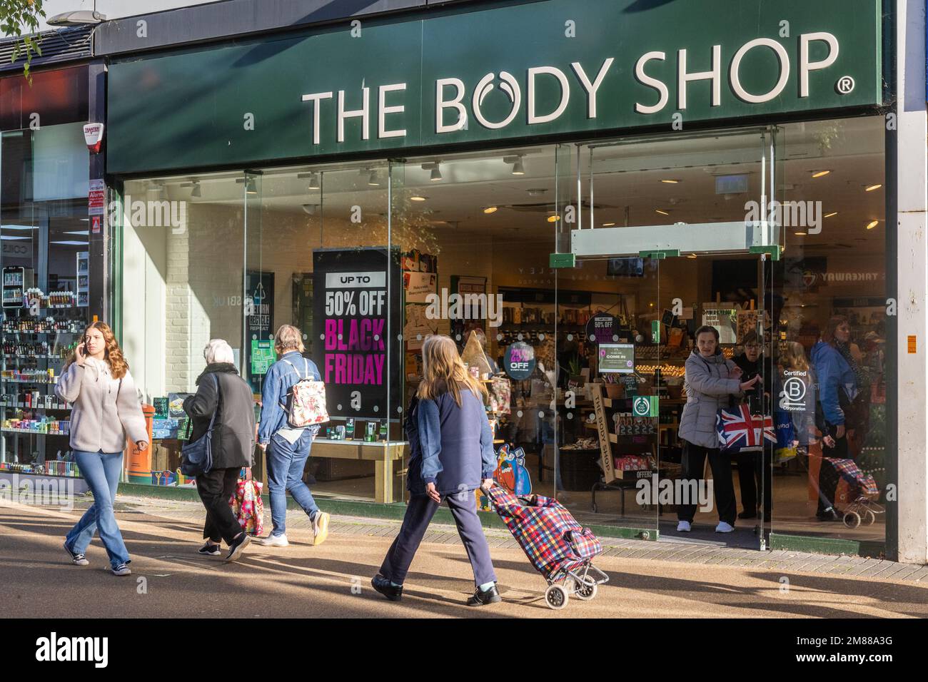 Façade du magasin Body Shop, Coventry, West Midlands, Royaume-Uni. Banque D'Images