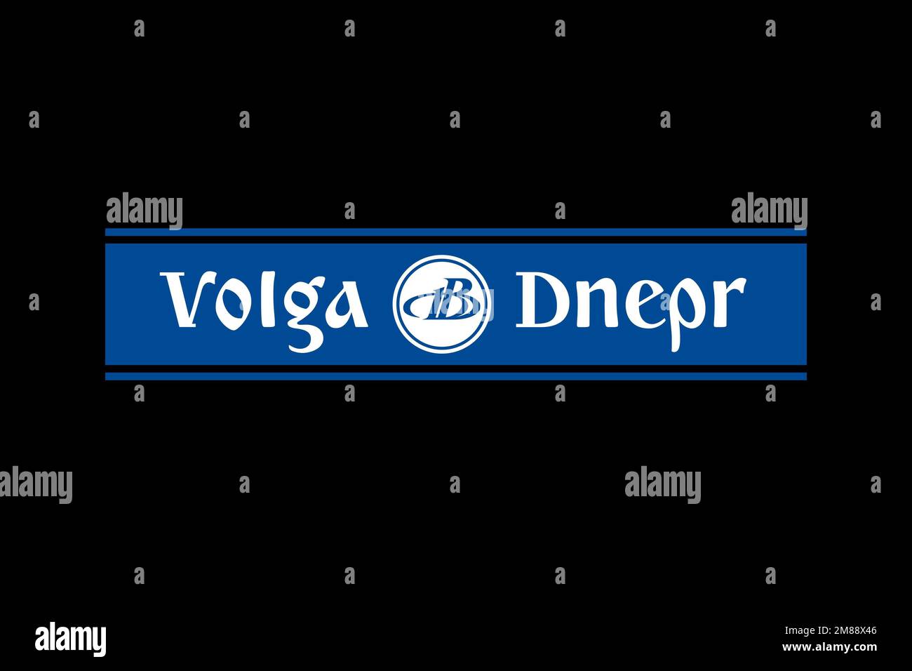 Volga Dnepr Airline, logo, fond noir Banque D'Images