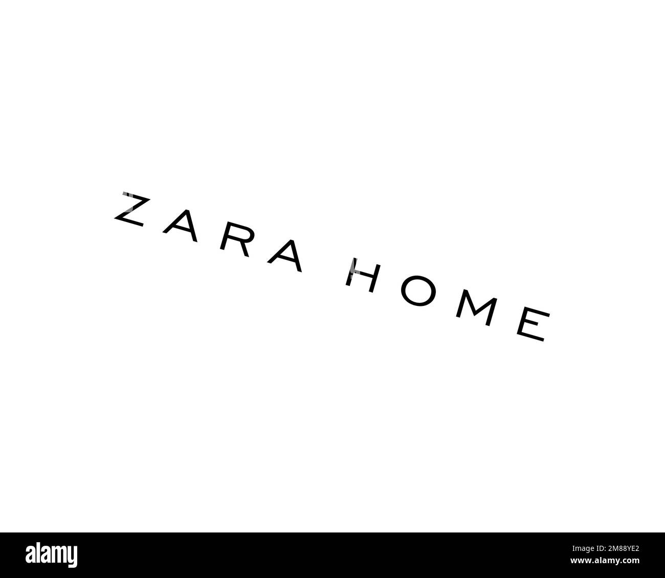 Zara Home, logo pivoté, arrière-plan blanc B Banque D'Images