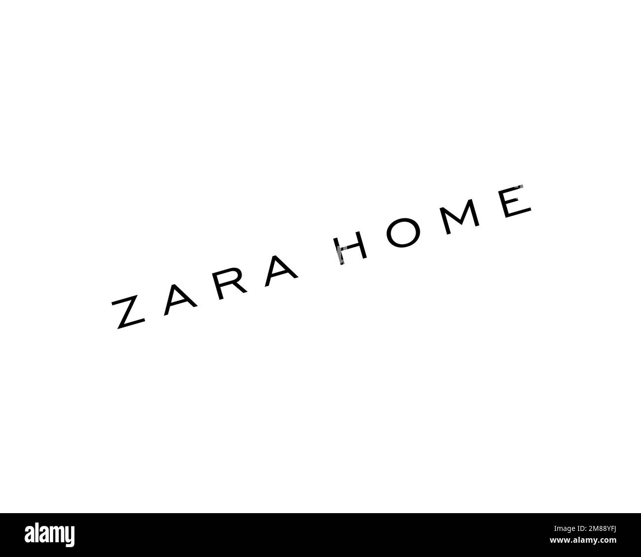 Zara Home, logo pivoté, arrière-plan blanc Banque D'Images
