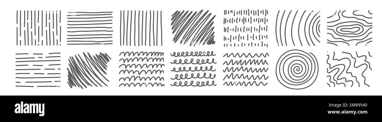 Dessiner à la main le tracé de la ligne de hachures. Rayures différentes au stylet. Vecteur isolé Doodle . Illustration de Vecteur