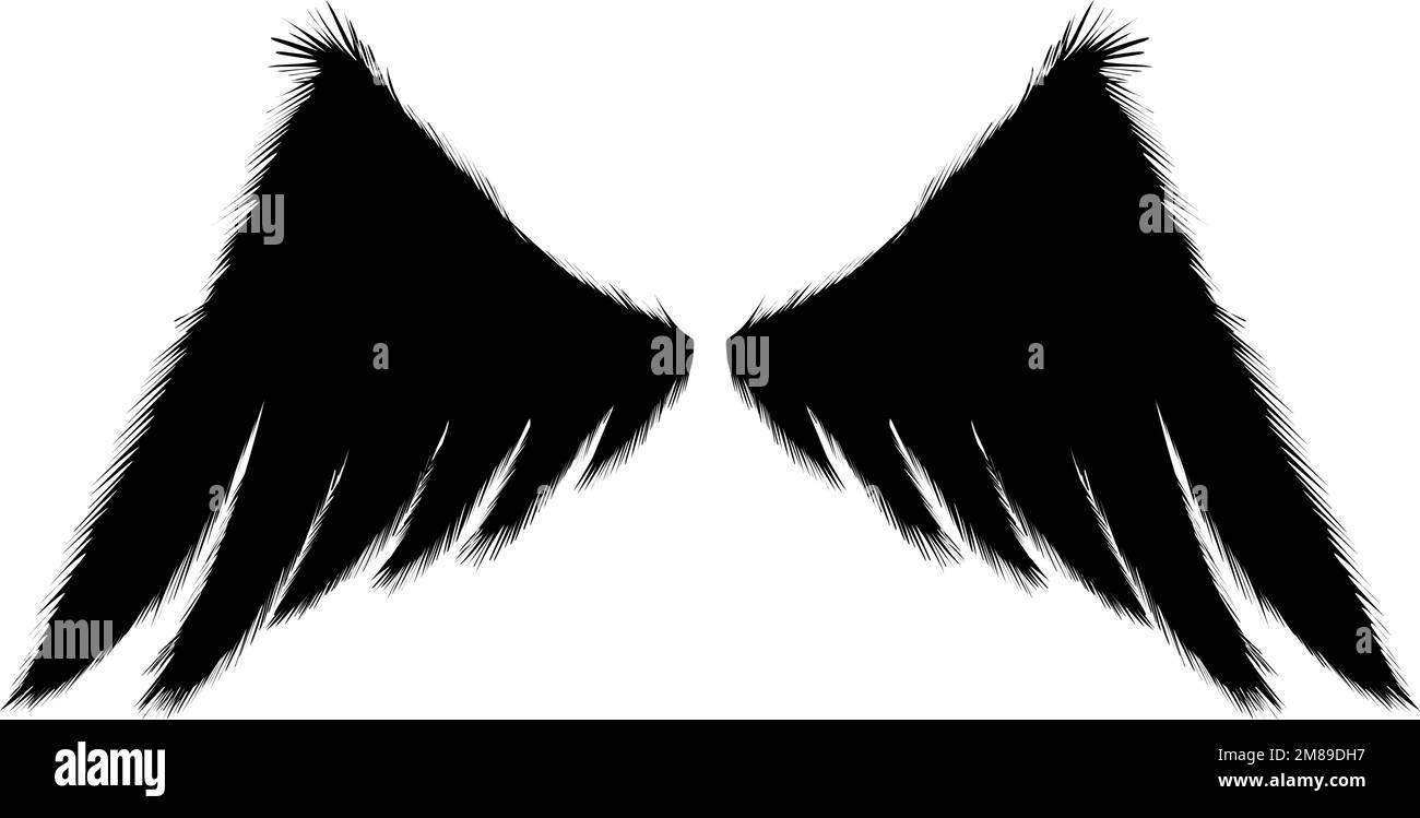 Deux ailes noires sur fond transparent. Illustration de Vecteur