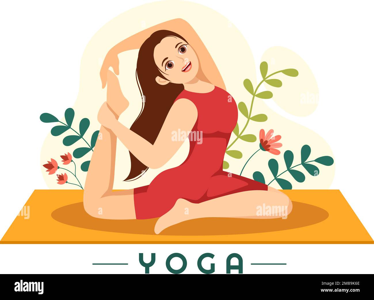 Illustration des pratiques de yoga et de méditation avec les avantages pour la santé du corps pour la bannière Web ou la page de renvoi dans le dessin animé à la main de dessin animé à plat Illustration de Vecteur