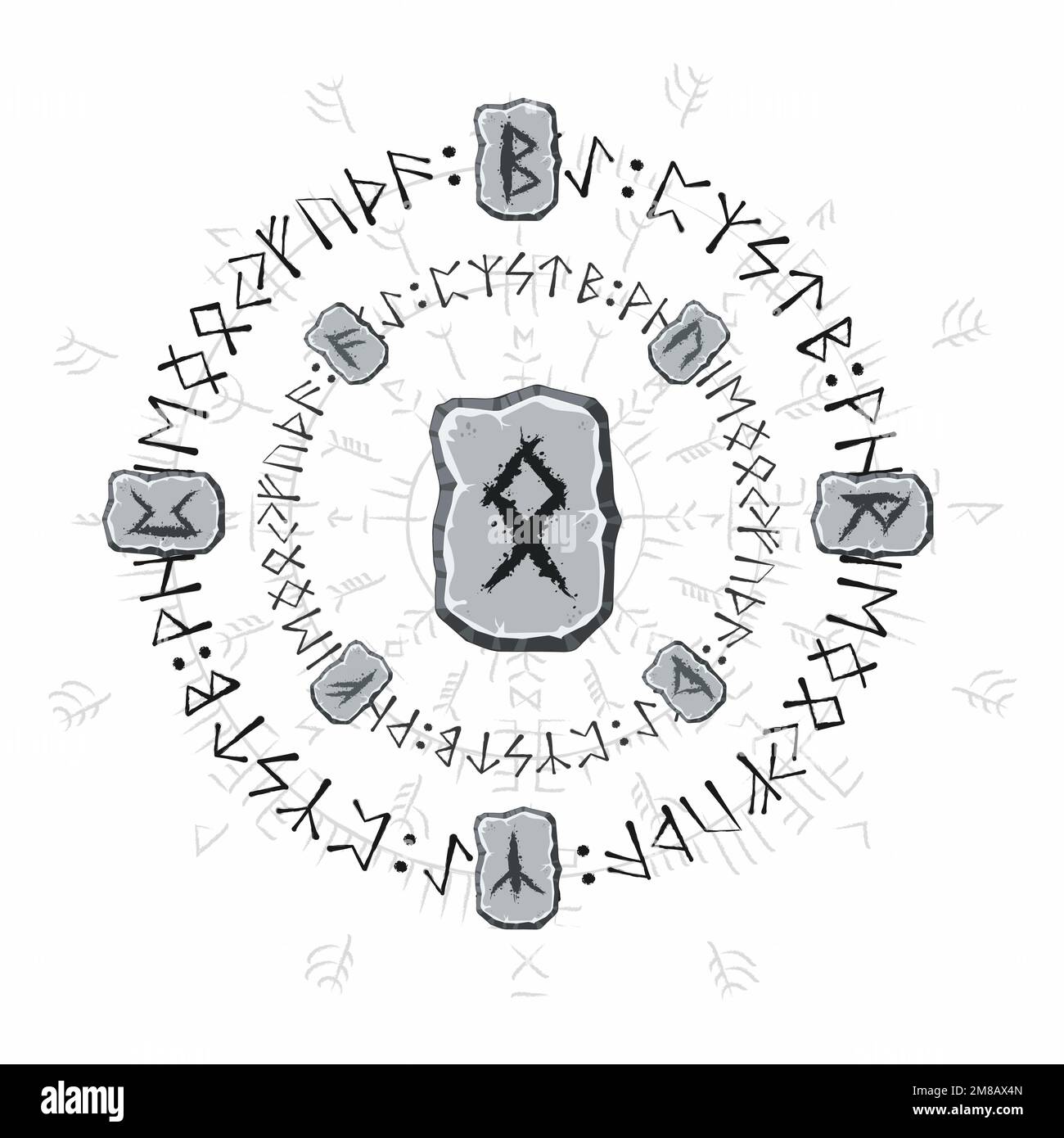 Papier peint en pierre de Viking runes Circles Illustration de Vecteur