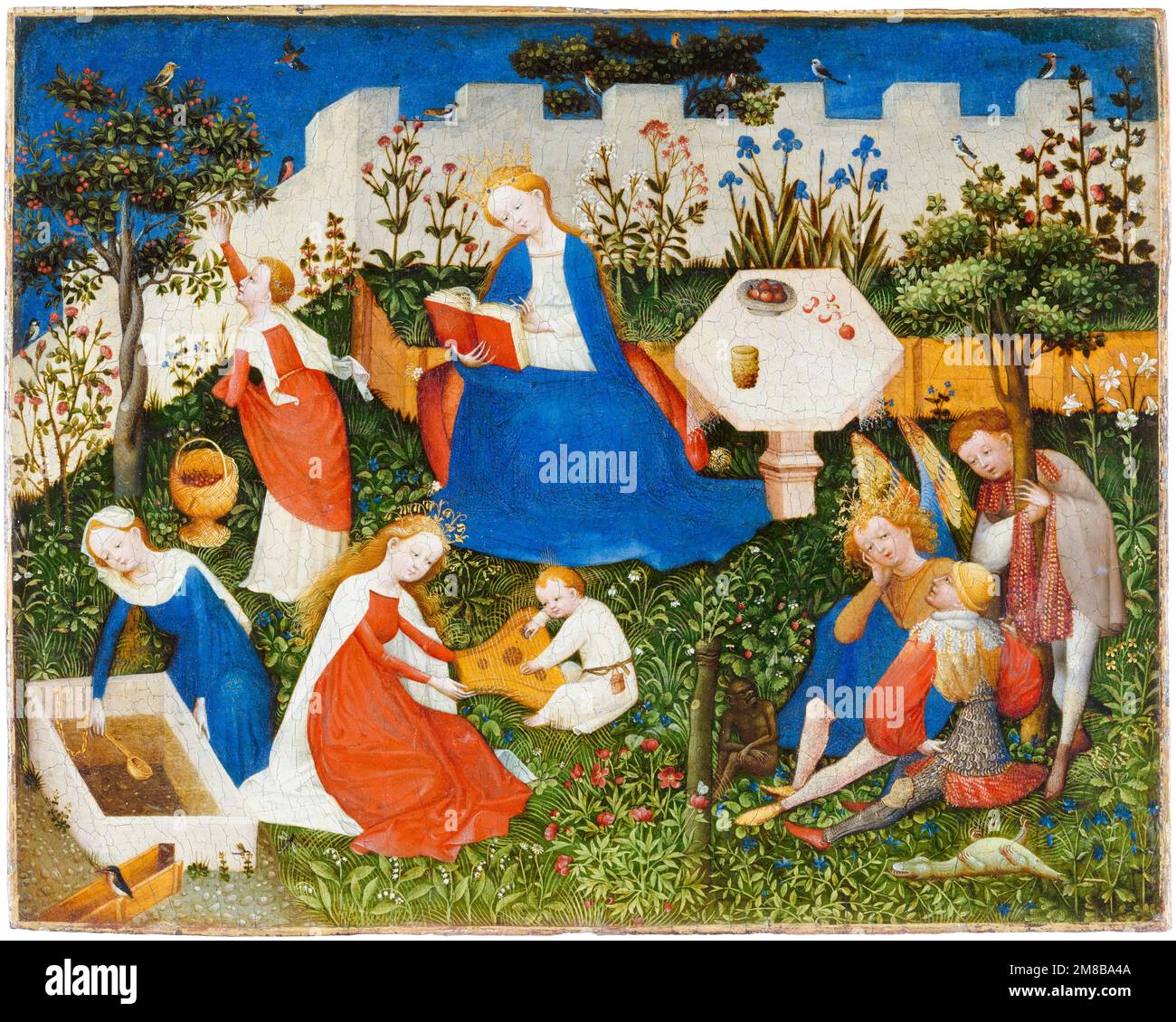 Maître du Rhin supérieur, le petit jardin du Paradis, peinture à la tempera et à l'huile sur panneau de chêne, 1410-1420 Banque D'Images