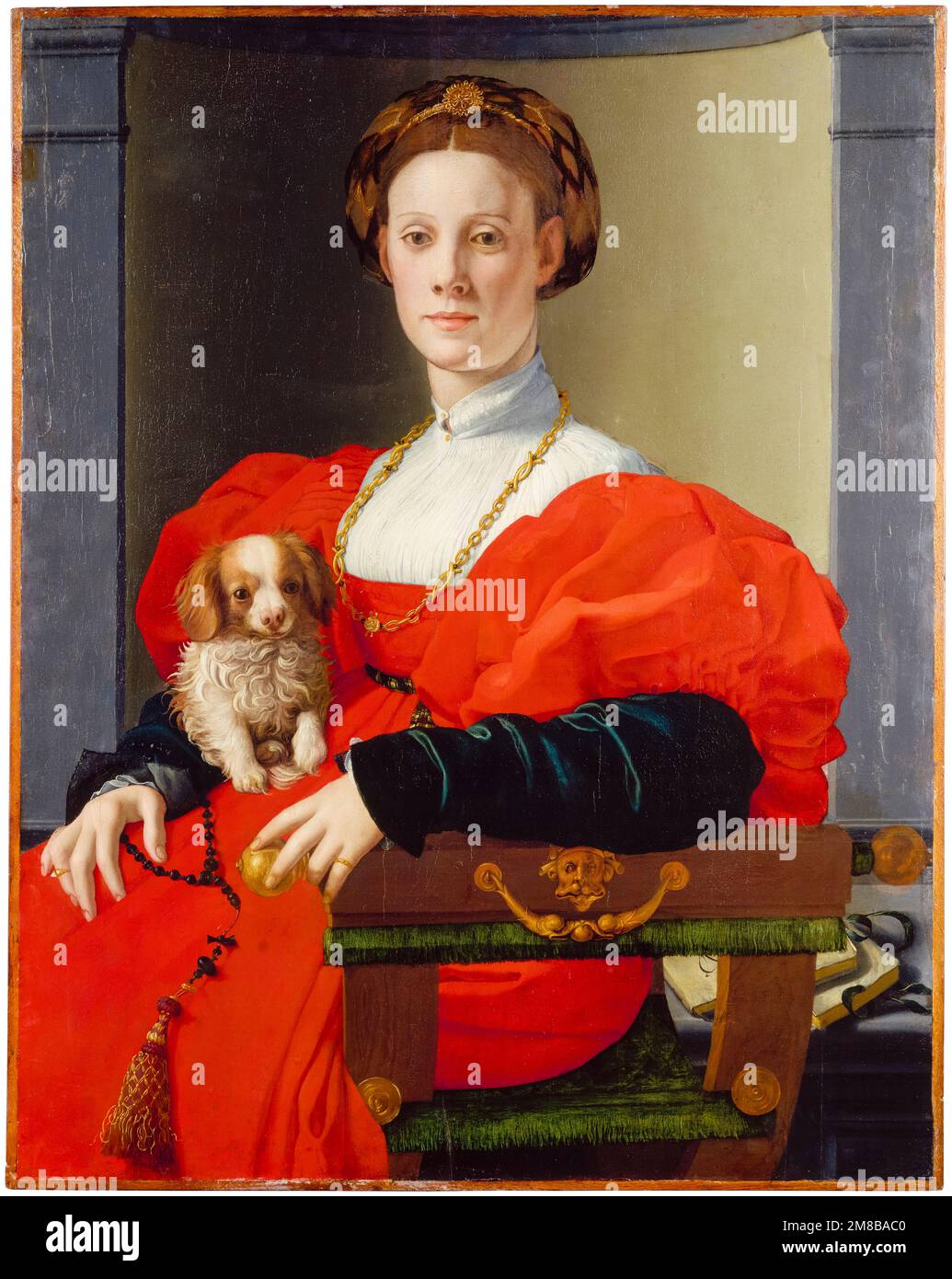 Portrait d'une dame en rouge (Francesca Salviati?), peinture en milieu mixte sur le bois de peuplier par Agnolo Bronzino, vers 1533 Banque D'Images