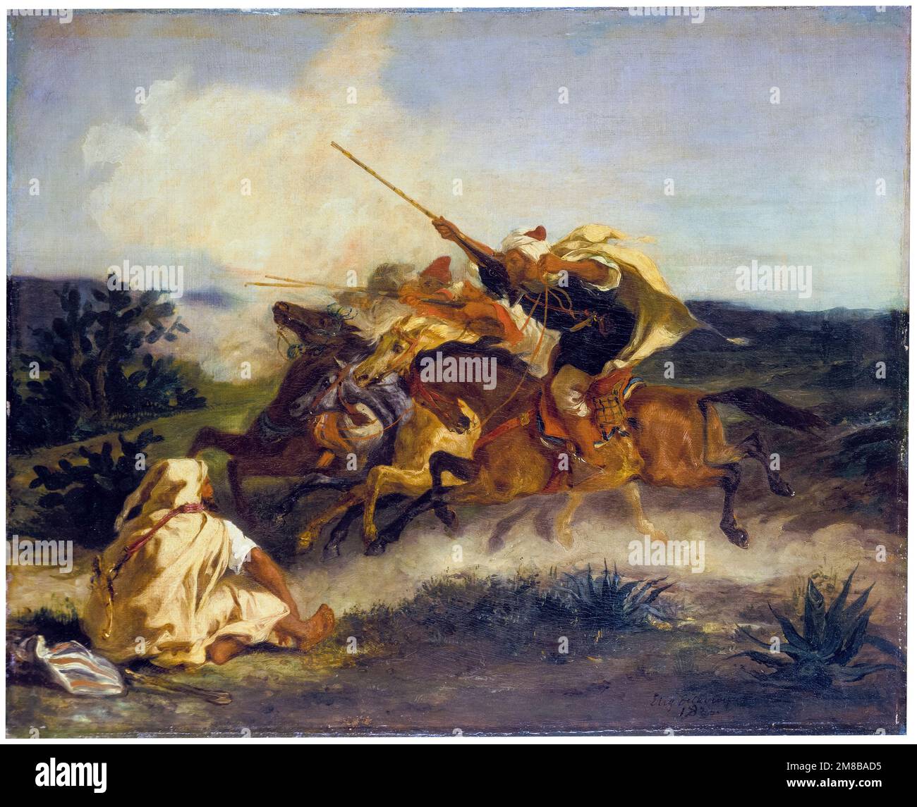 Eugene Delacroix, Fantasia Arabe, peinture à l'huile sur toile, 1833 Banque D'Images