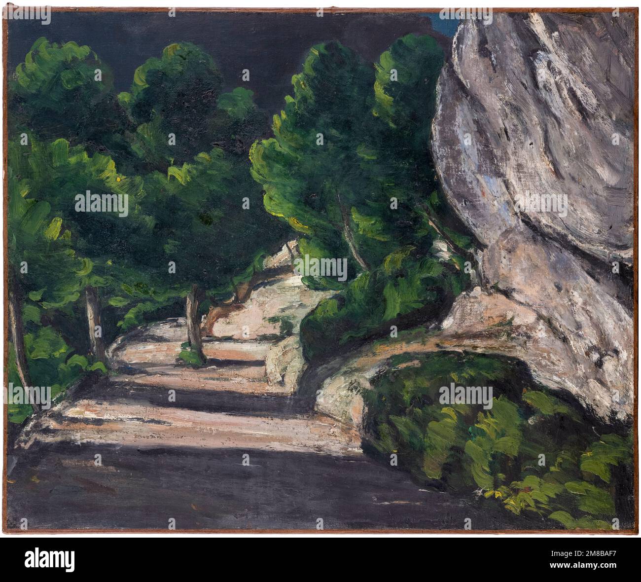 Paul Cezanne, Paysage : route avec arbres dans les montagnes Rocheuses, peinture à l'huile sur toile, 1870-1871 Banque D'Images