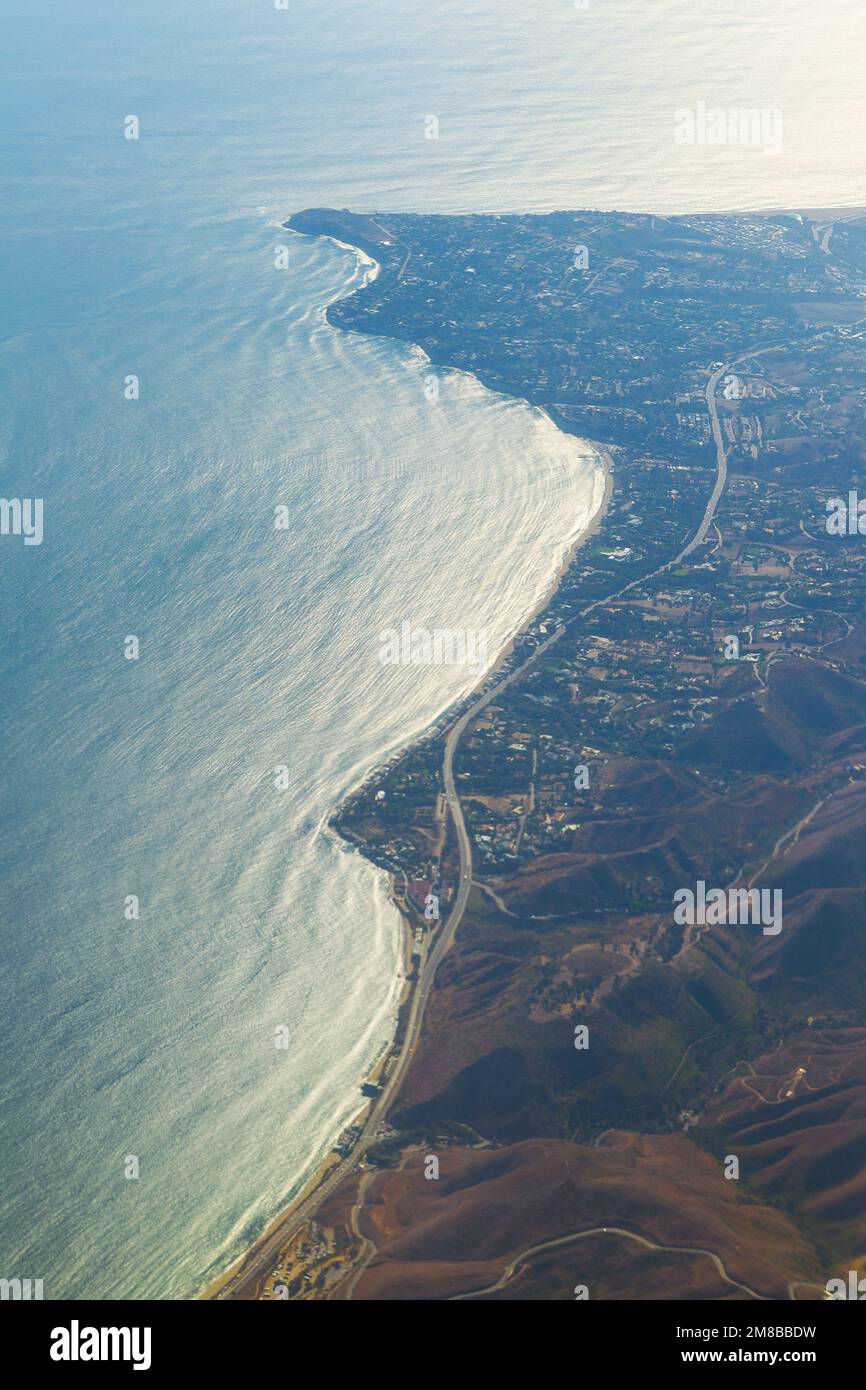 Vue aérienne du littoral de Malibu à Los Angeles, Californie, États-Unis. Banque D'Images