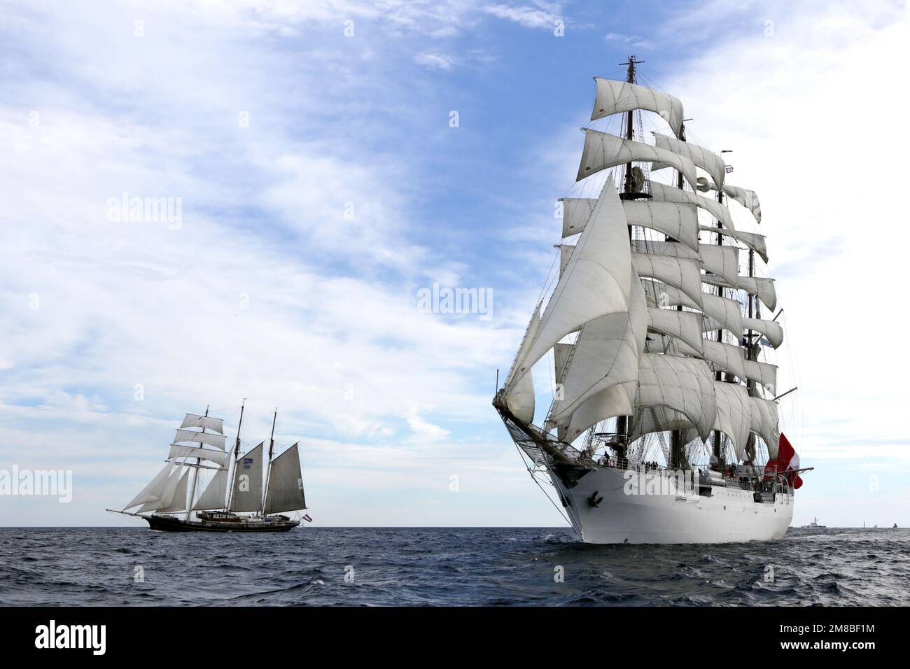 Péruvien Navy Tall Ship BAP Union au début de la course Sail Boston, 2017 Banque D'Images