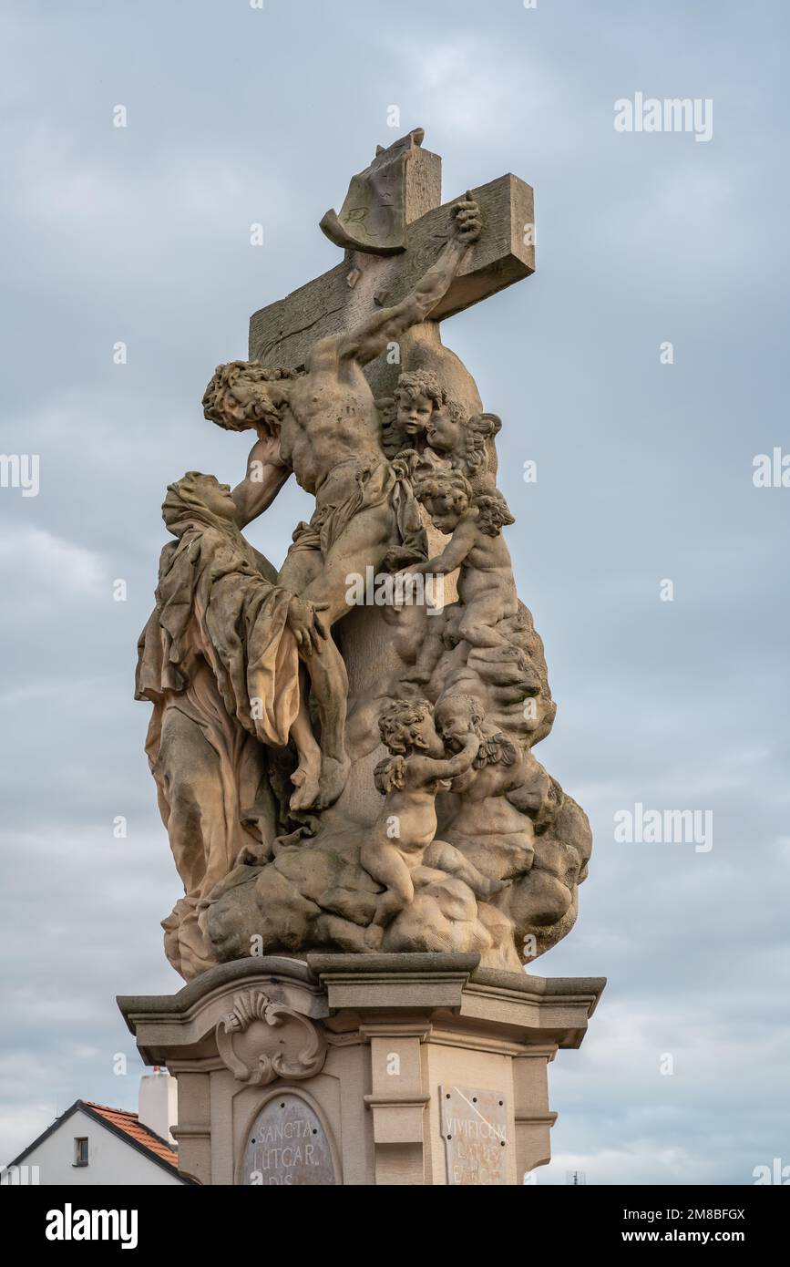 Statue de rêve de Saint Luthgard au pont Charles - Prague, République Tchèque Banque D'Images