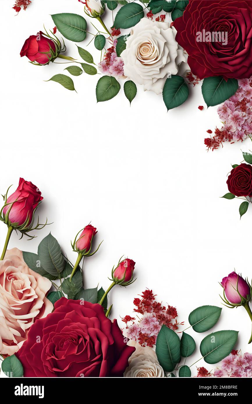 Plan En Titre Florale Roses Rouges Une superbe image représentant une fleur rose rouge et rose avec un ...