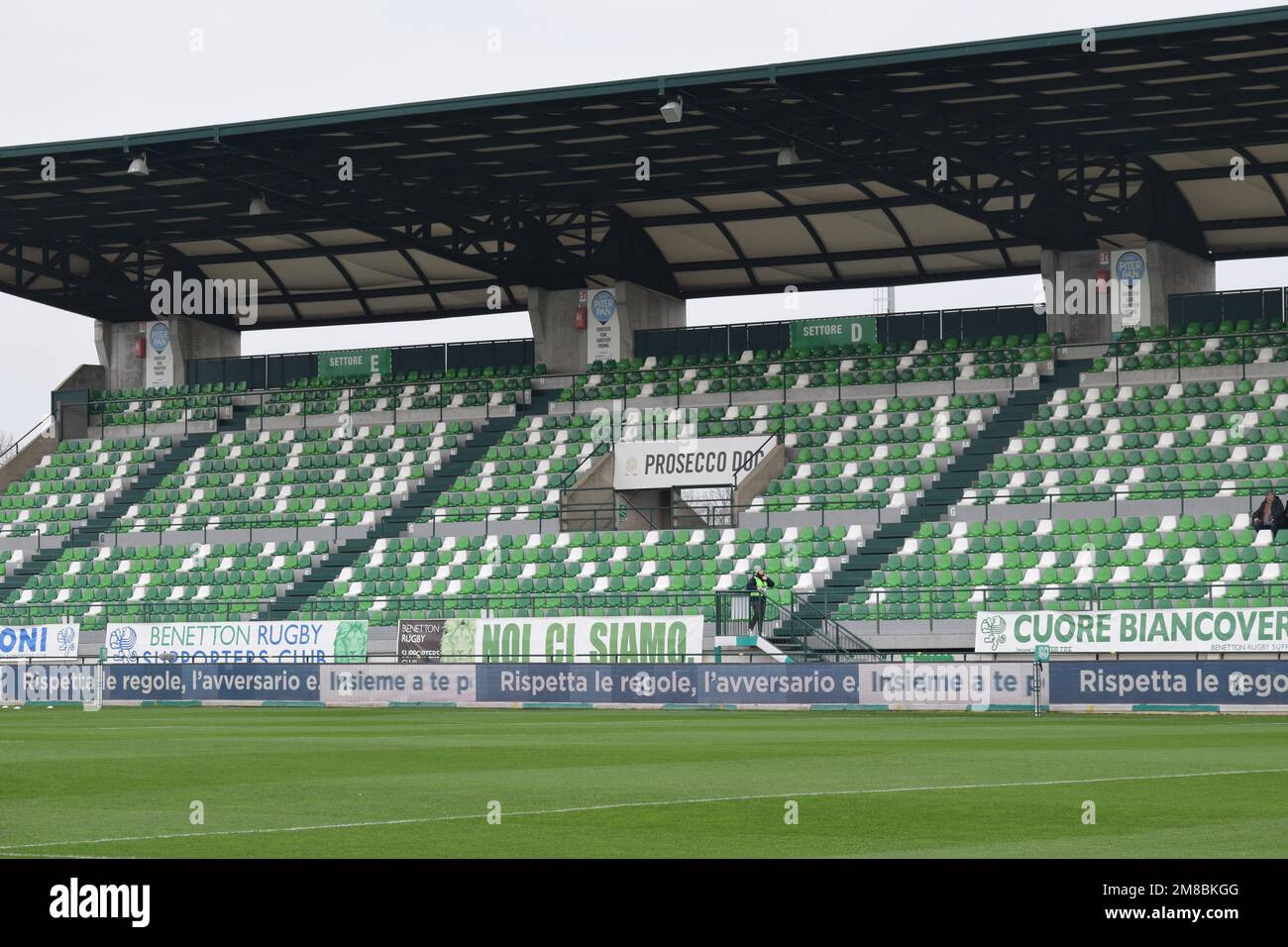 Stadio di Monigo, domicile de Benetton, rugby à Trévise en Italie lors d'un match URC en janvier 2023 Banque D'Images