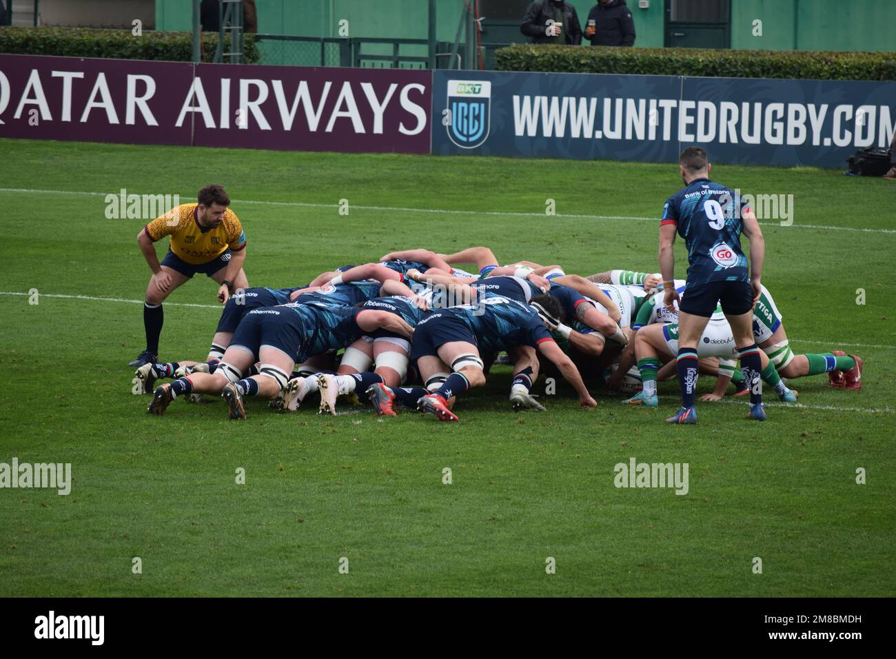 Scrum pendant Benetton / Ulster dans l'URC à Trévise, en janvier 2023 Banque D'Images