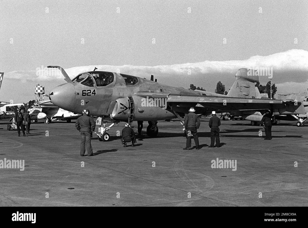 Un avion EA-6B Prowler de l'escadron 132 de guerre électronique tactique (VAQ-132) est prêt pour un vol de retour vers son transporteur en mer Méditerranée. Base: Naval Air Station, Sigonella État: Sicile pays: Italie (ITA) Banque D'Images