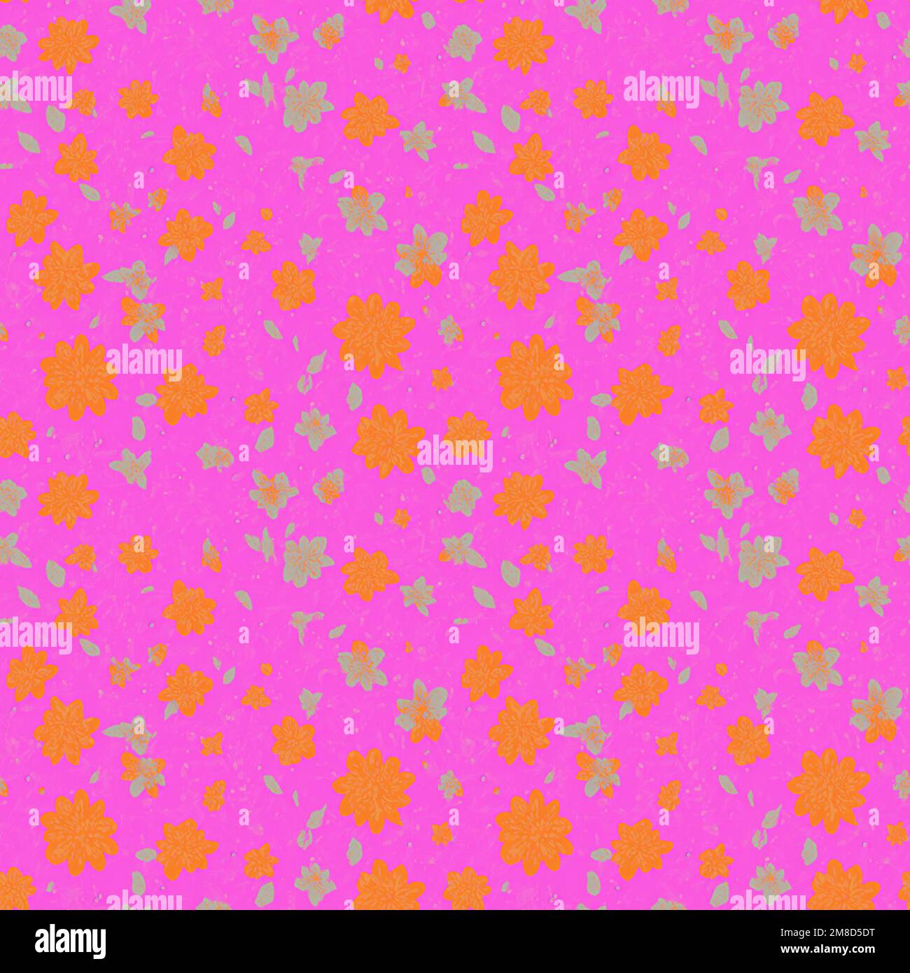Nombreuses fleurs jaunes sur rose, motif sans couture, arrière-plan répétitif pour le web et l'impression Banque D'Images