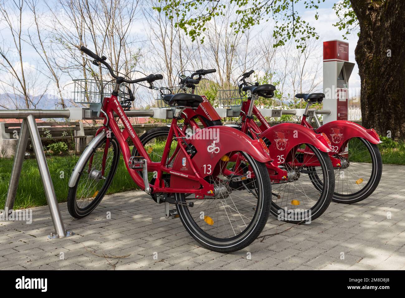 Location de vélo, Postojna, Slovénie Banque D'Images
