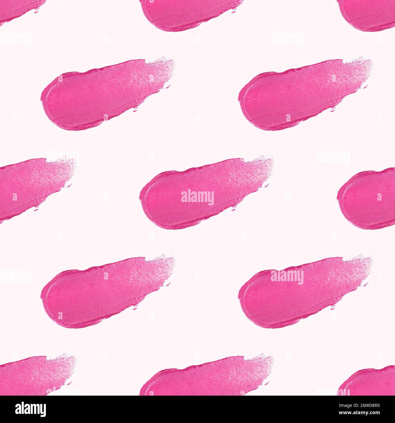 Le rouge à lèvres rose ou le témoin de couleur brillant à lèvres smears répète le motif sans couture. Les cosmétiques masent la texture de l'échantillon pour le papier d'emballage des produits de maquillage. Banque D'Images