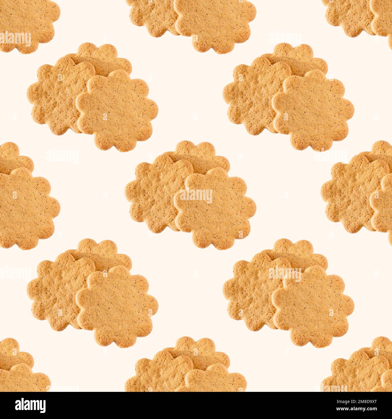 Les thins d'amande douce suédoise au gingembre et à la cannelle (biscuits Pepparkaka ou Pepparkakor) répètent le motif sans couture sur fond clair. Banque D'Images