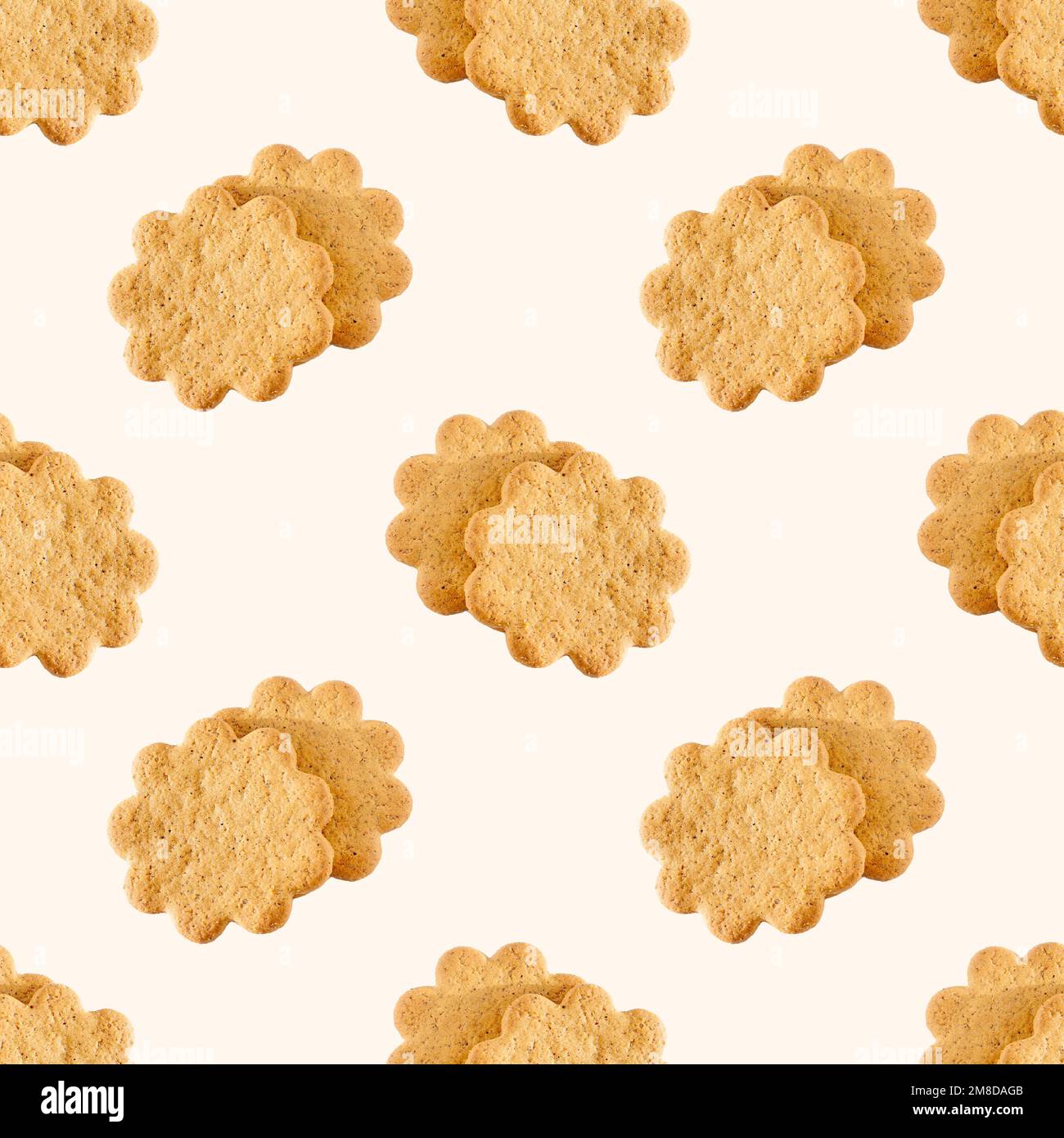 Les thins d'amande douce suédoise au gingembre et à la cannelle (biscuits Pepparkaka ou Pepparkakor) répètent le motif sans couture sur fond clair. Banque D'Images