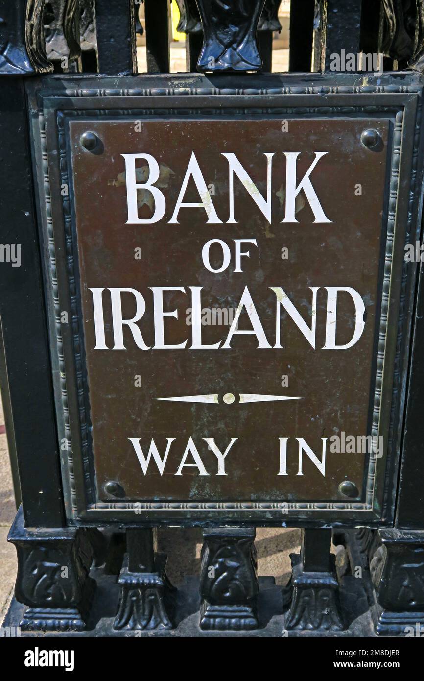 Chemin en signe, siège de la Banque d'Irlande, 2 College Green, Temple Bar, Dublin, D02 VR6, Eire, Irlande Banque D'Images