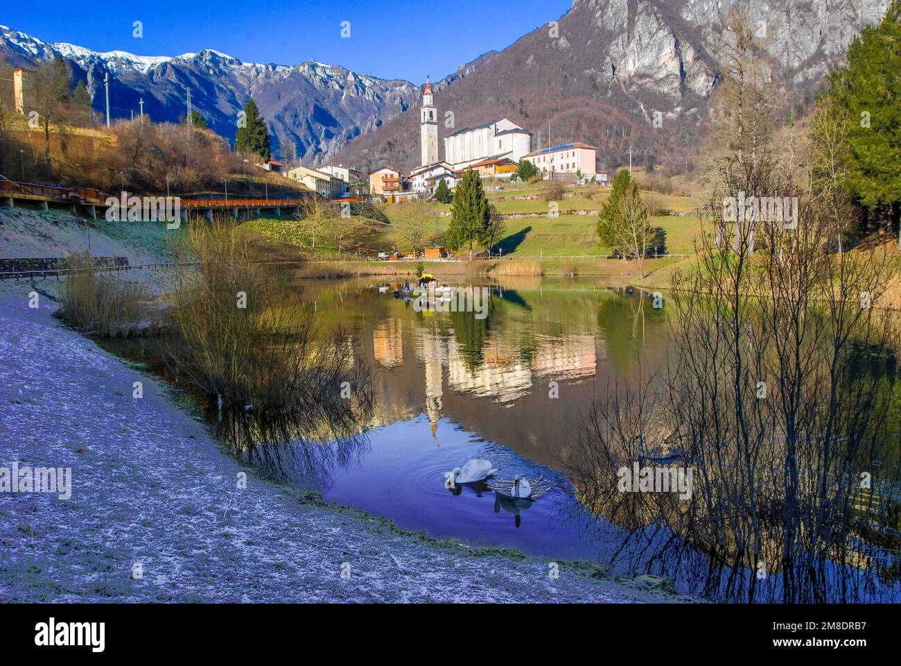 Comune di Laghi en hiver petit village de montagne près de Vicenza, Vénétie, Italie Banque D'Images