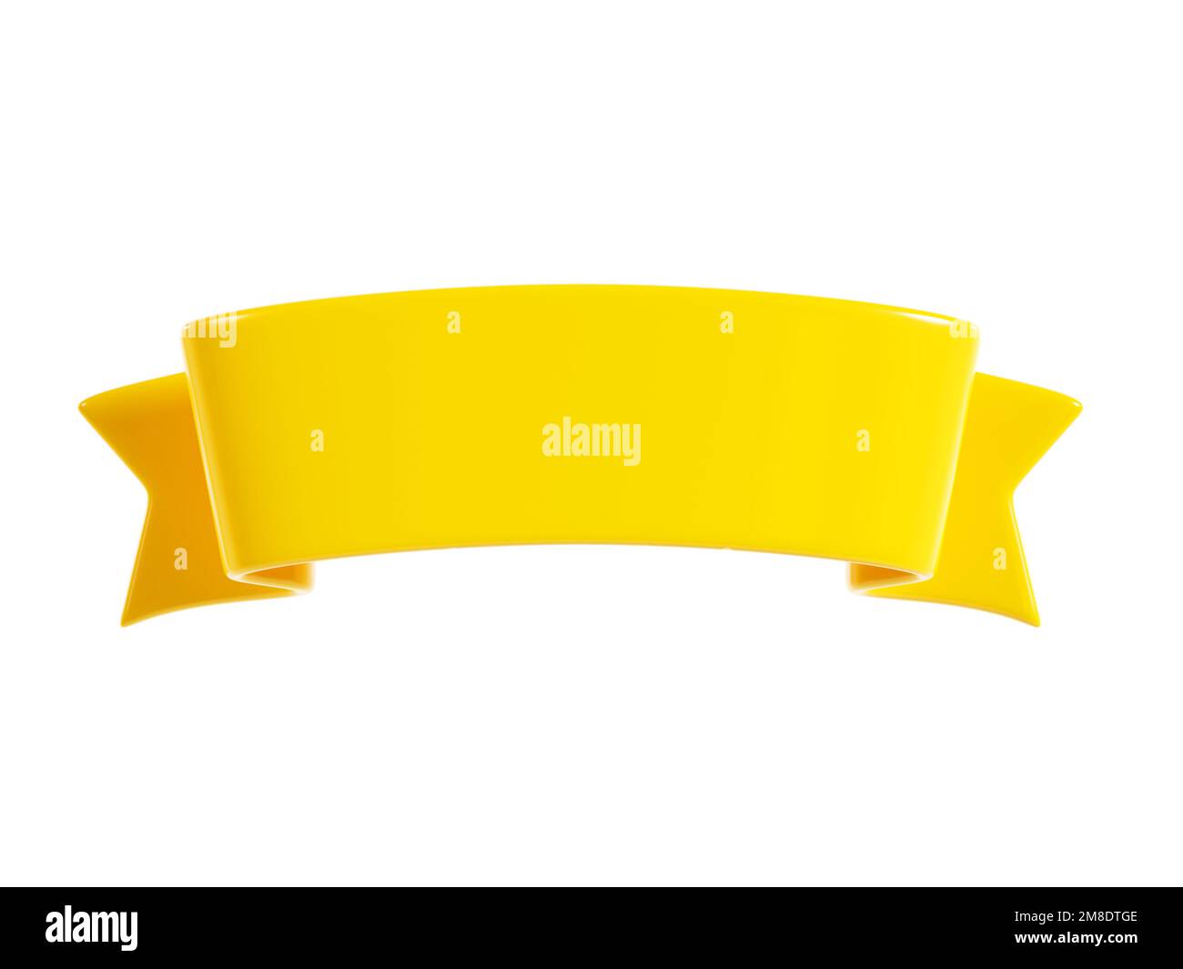 Rendu de la bannière de ruban jaune 3D - illustration d'une zone de texte brillante pour le titre ou le message publicitaire. Banque D'Images
