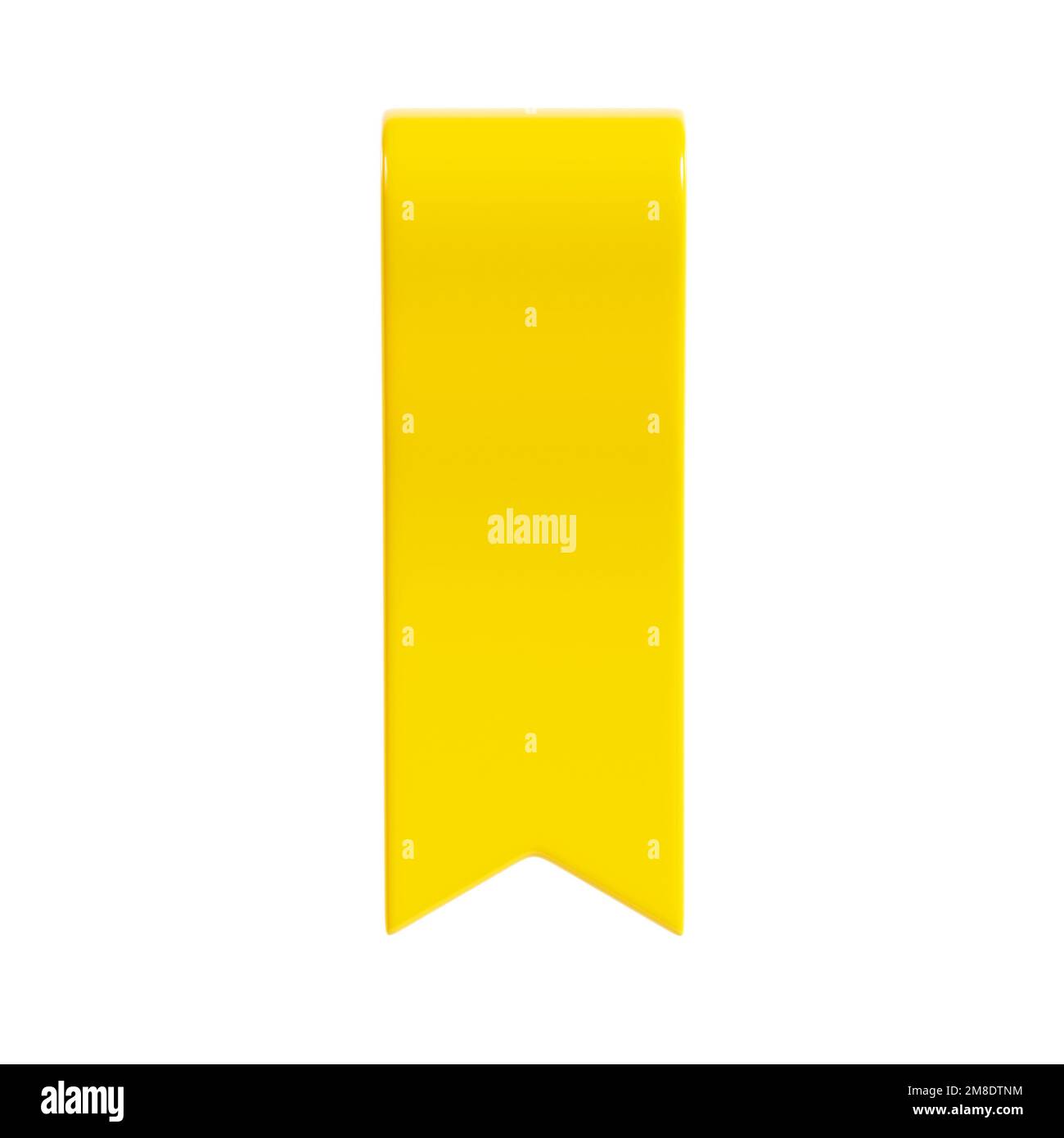 Illustration du rendu de la bannière de ruban jaune 3D - étiquette de texte simple ou étiquette à vendre et message de promotion. Banque D'Images