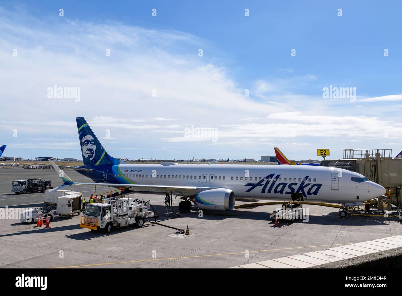 Alaska Airlines Boeing 737 MAX 9 numéro d'enregistrement N975AK stationné à l'aéroport international Daniel K. Inouye - Honolulu, Hawaii, États-Unis - 2022 Banque D'Images