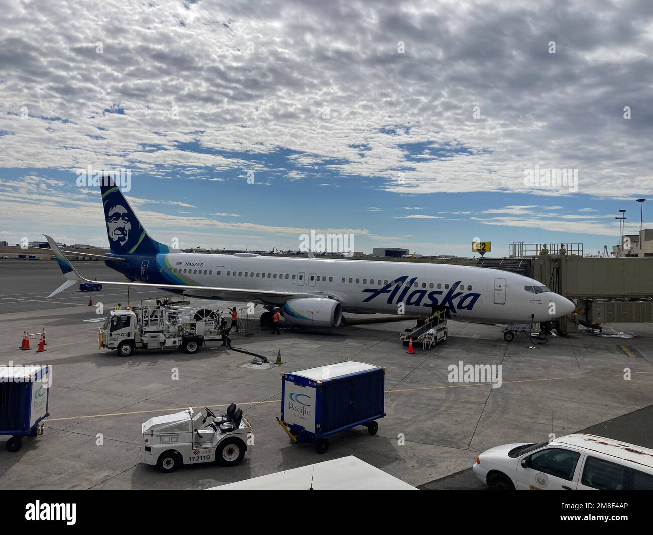 Alaska Airlines Boeing 737 MAX 9 numéro d'enregistrement N975AK stationné à l'aéroport international Daniel K. Inouye - Honolulu, Hawaii, États-Unis - 2022 Banque D'Images