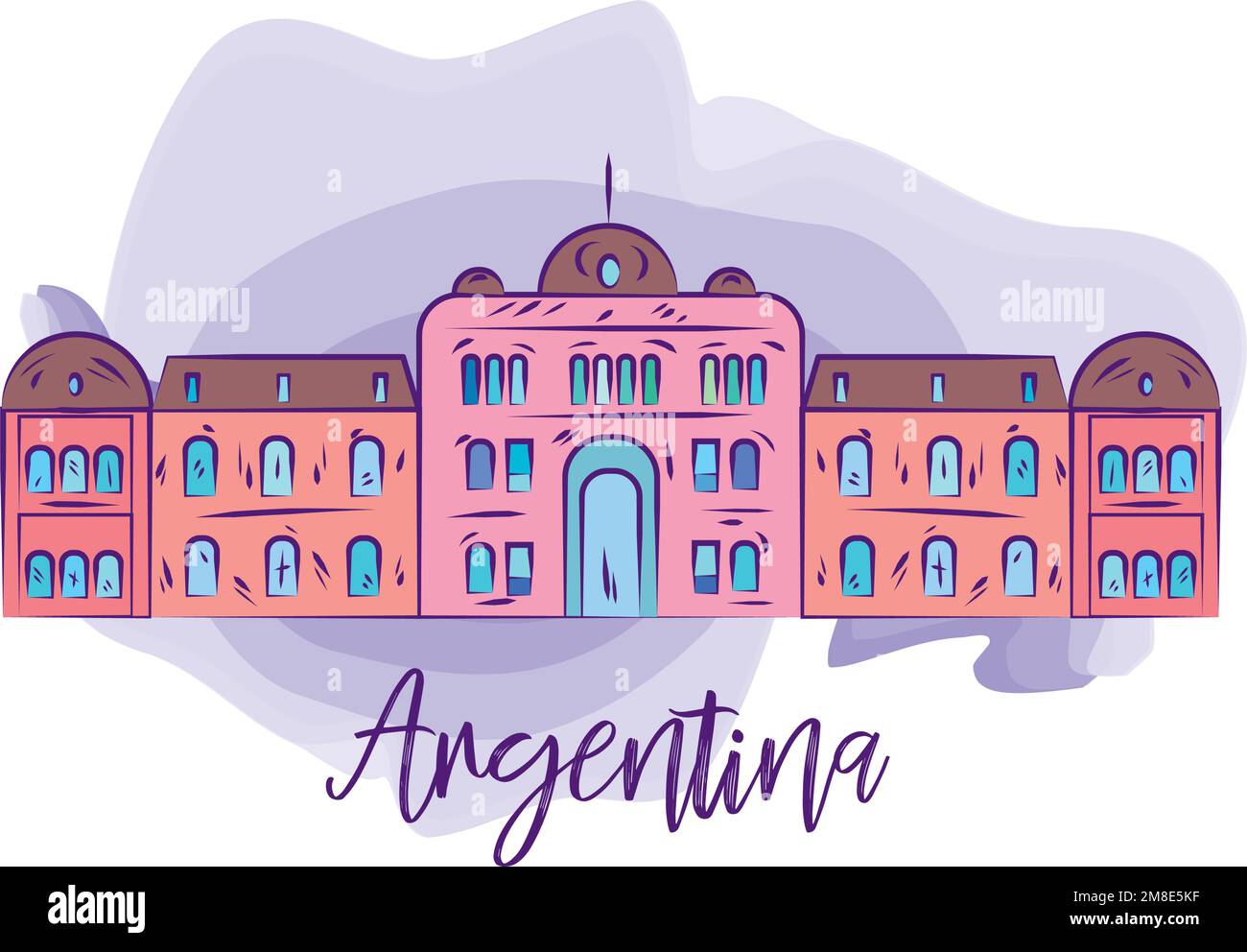 Isolé casa rosada Président maison en Argentine Vector Illustration de Vecteur