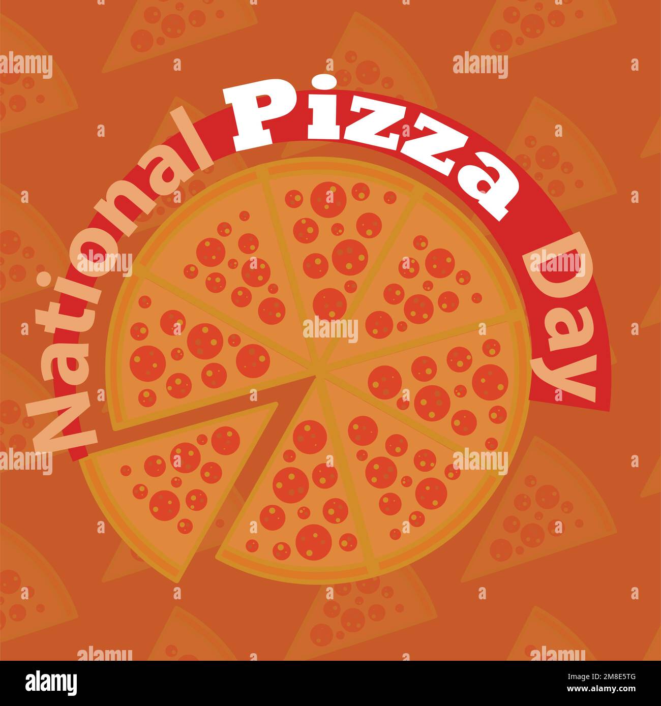 Le motif vectoriel de bannière de la Journée nationale de la pizza a été célébré le 9th février de chaque année. Décor coloré avec icône de pizza célébrant le national Illustration de Vecteur