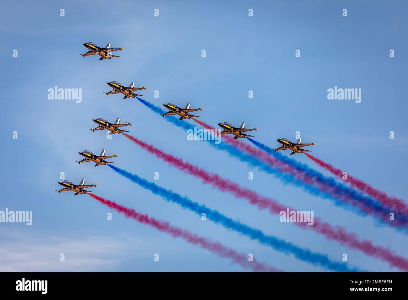 Équipe aérienne des Black Eagles de la Force aérienne de la République de Corée, Old Warden Airfield, Biggleswade, Bedfordshire, Royaume-Uni Banque D'Images