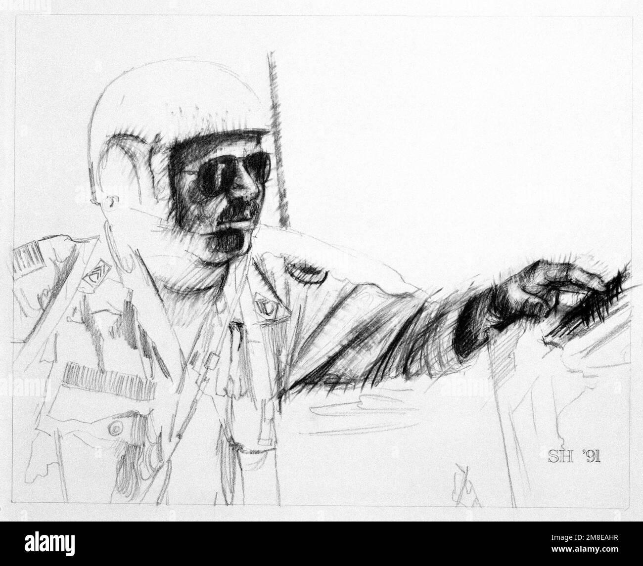 Illustration : « pilote du véhicule de combat ». Artiste: Sieger Hartgers. Numéro de catalogue : 2.23.91, US Army Art Collection. Pays : inconnu Banque D'Images