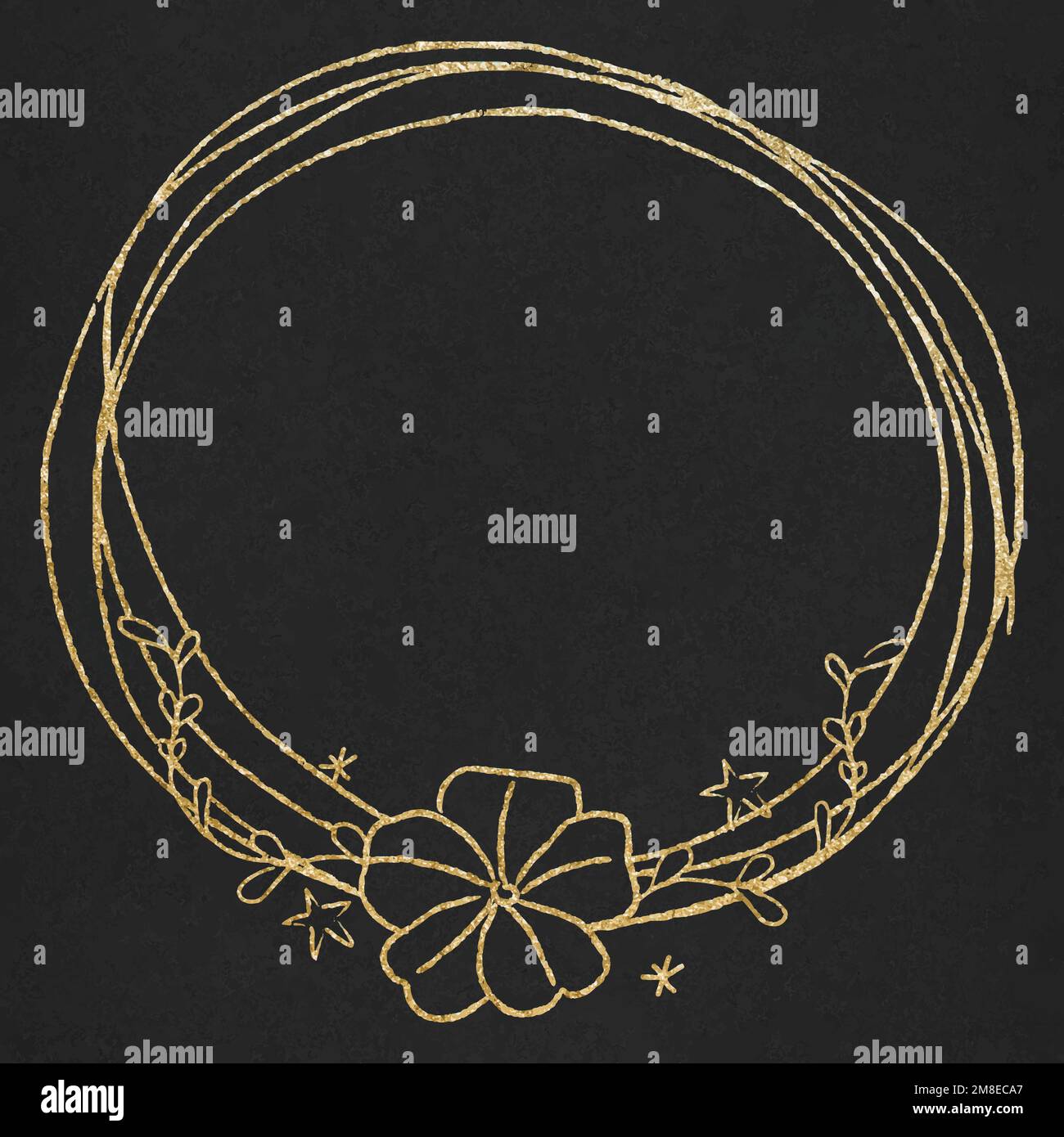 Cadre de couronne à motif fleuri vectoriel, effet doré Illustration de Vecteur