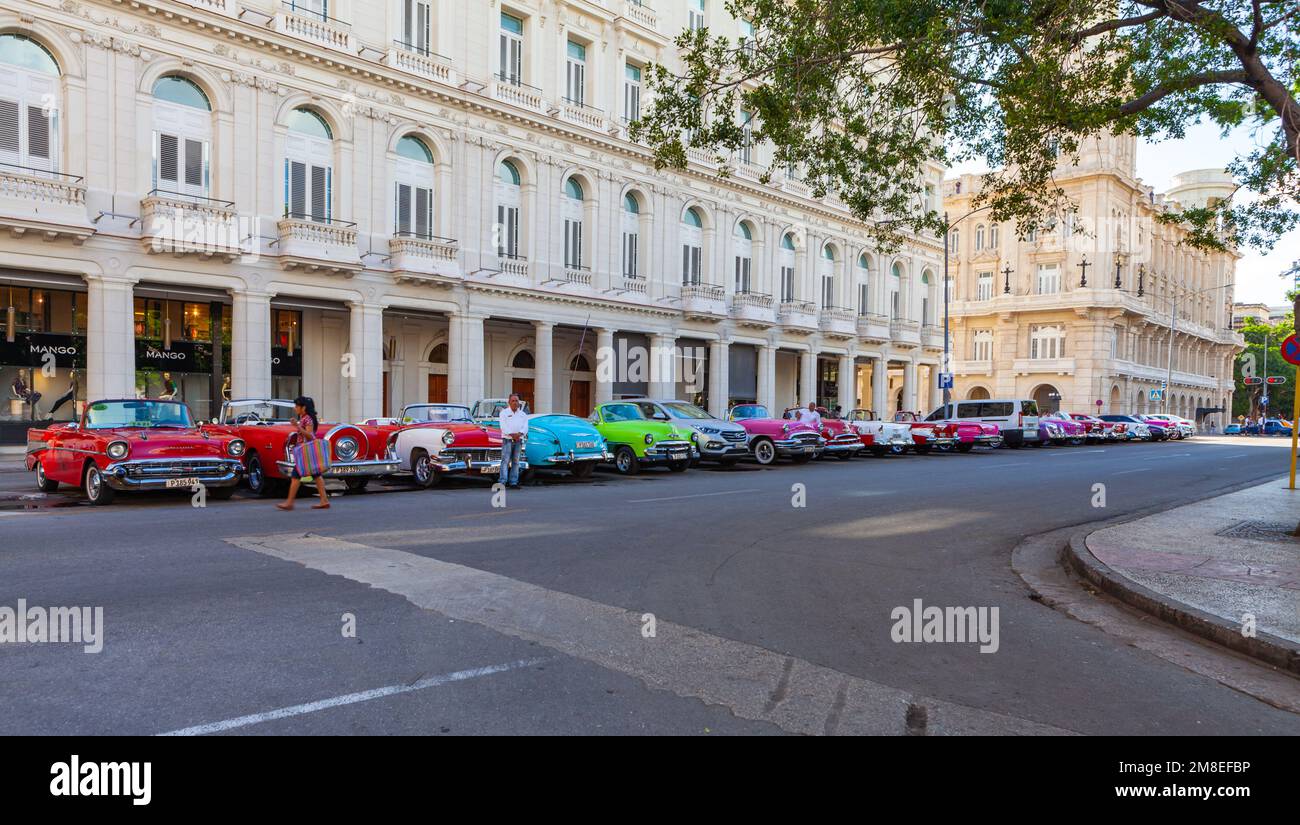 Almendrones à la Havane Cuba voitures classiques à Cuba Banque D'Images