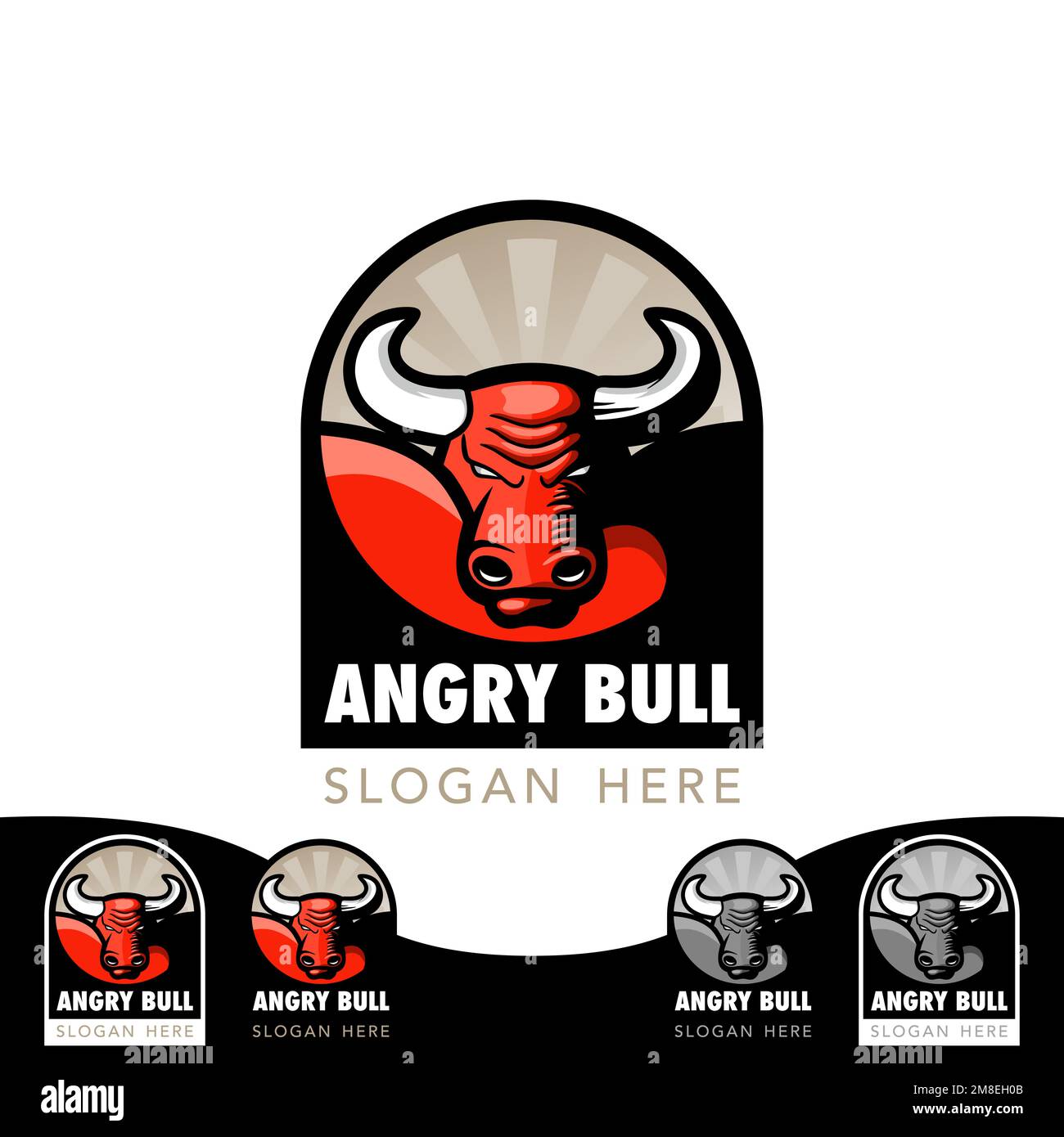 Logo vecteur de mascotte de taureau en colère Illustration de Vecteur