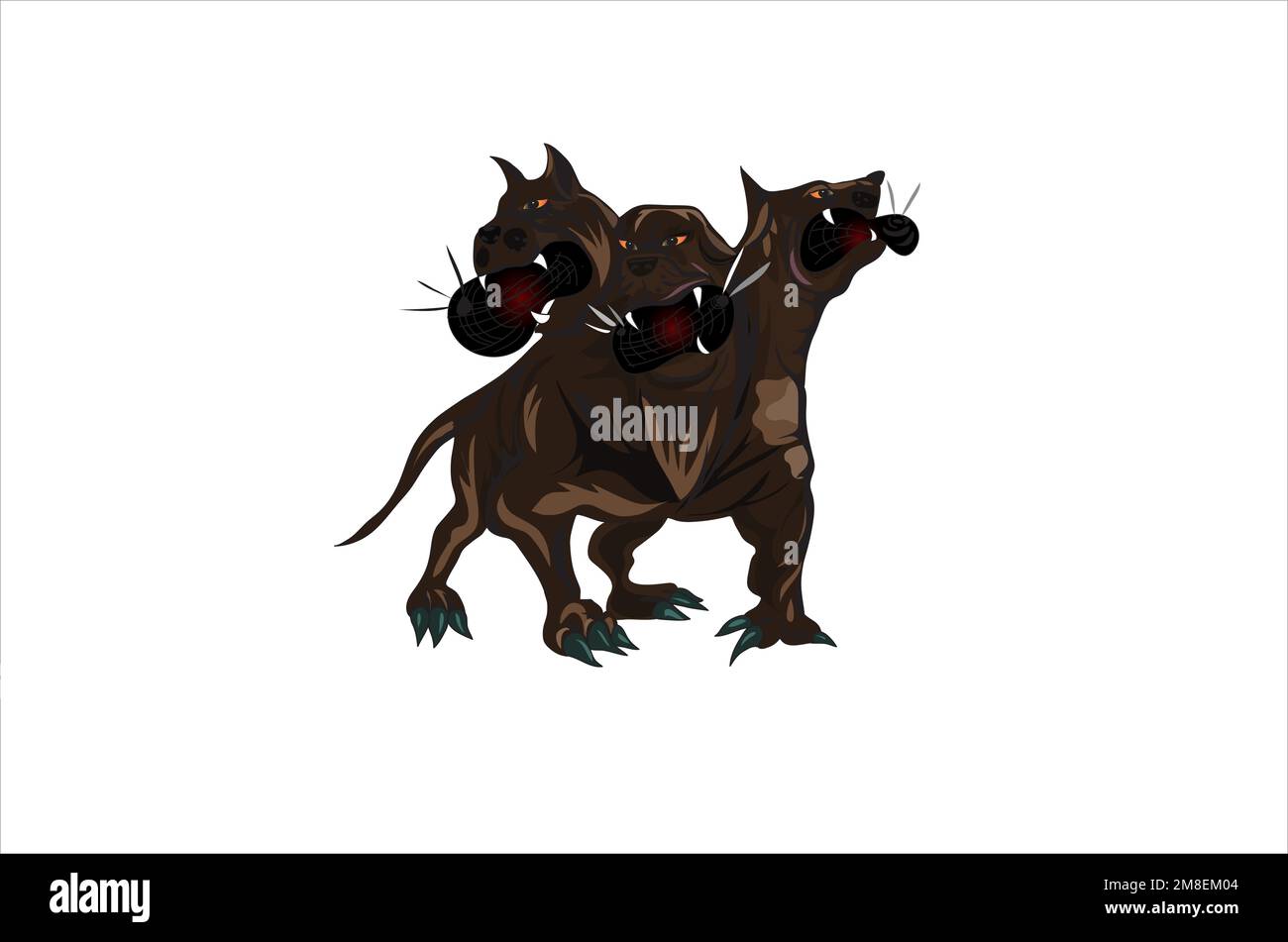 Cerberus chien d'enfer mythologique chien à trois têtes garde d'entrée de l'enfer. Hound of Hadès. Illustration vectorielle de style tatouage isolée Illustration de Vecteur