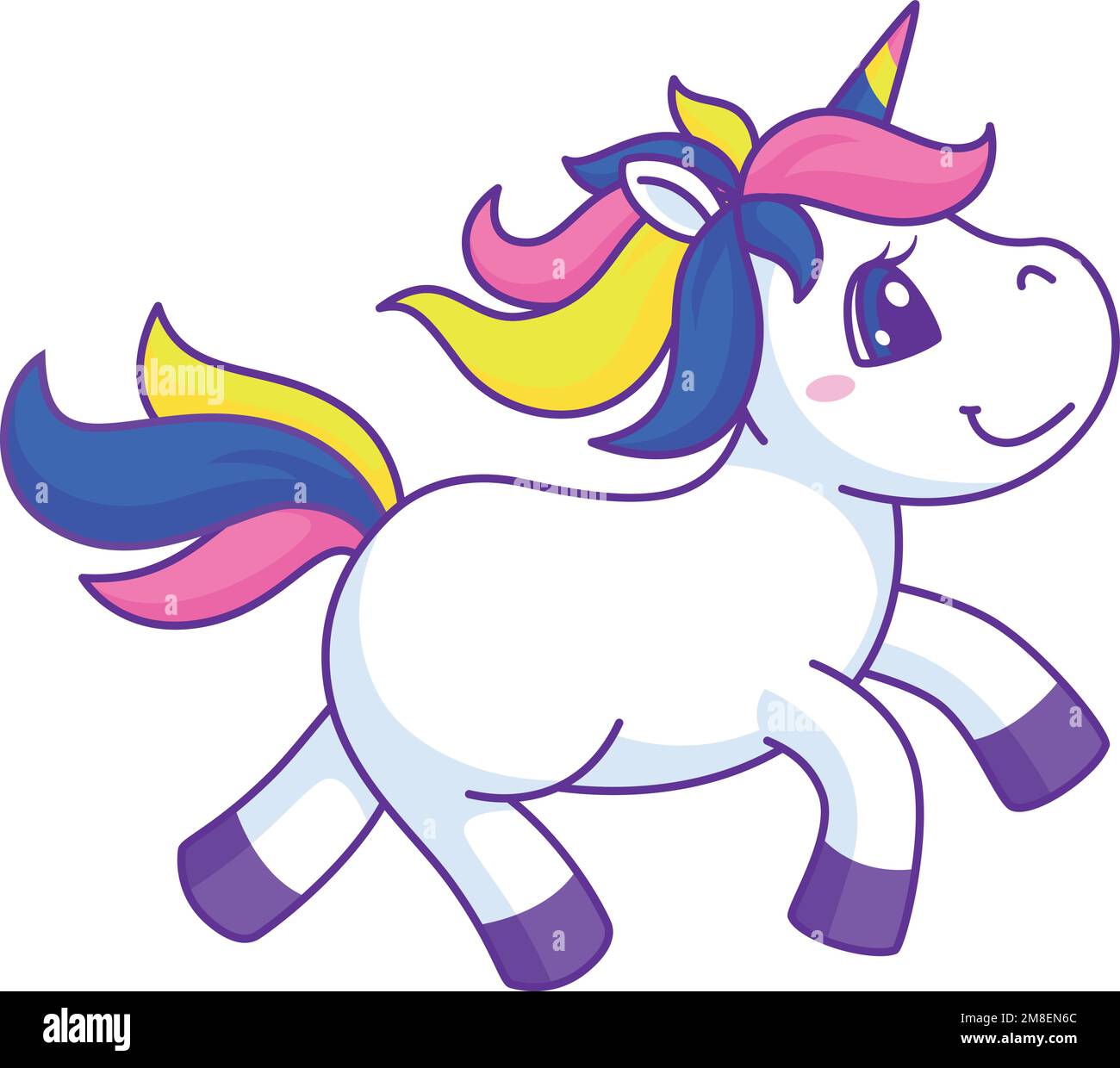 Mignonne petite licorne en cours d'exécution. Personnage de conte de fées Illustration de Vecteur