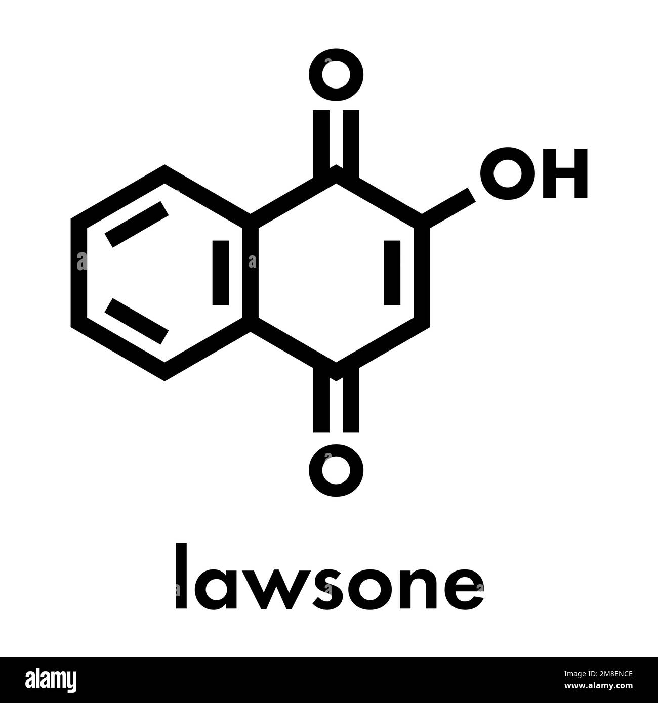 Molécule de colorant de henné de Lawsone (acide hennotannique). Formule squelettique. Illustration de Vecteur