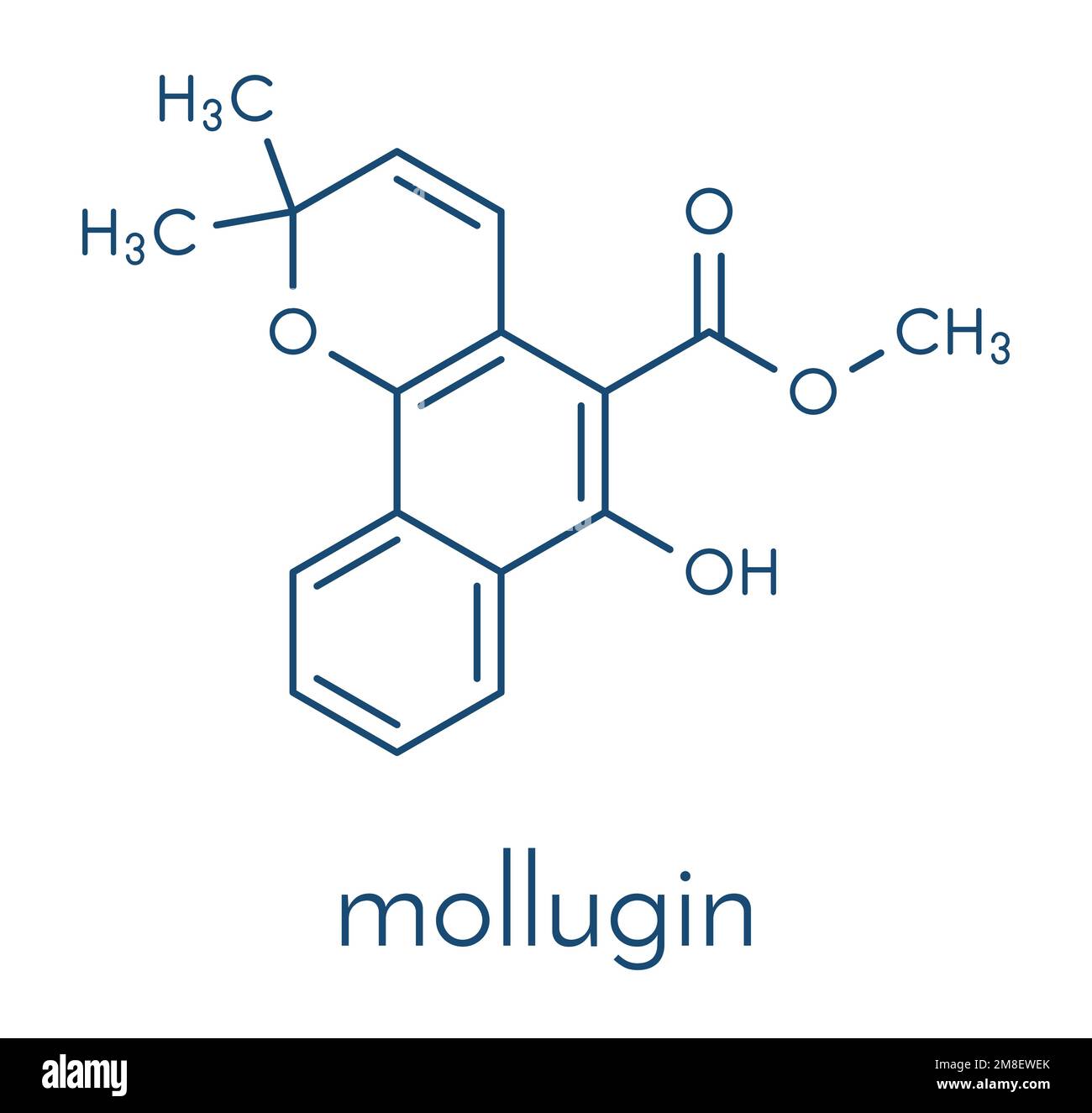 Molécule de collugin. Trouvé à Rubia cordifolia (garder indien). Formule squelettique. Illustration de Vecteur