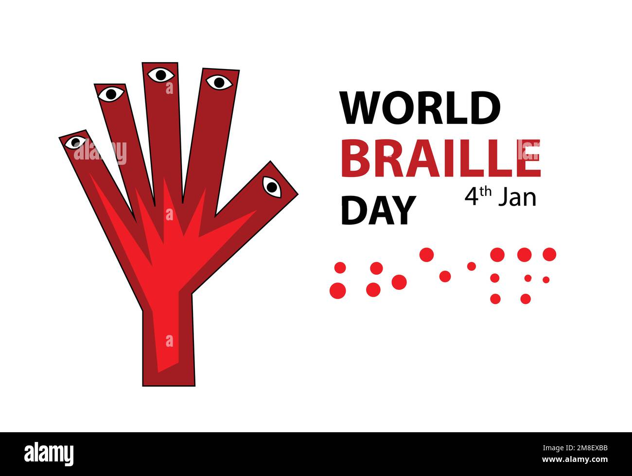 Illustration vectorielle de l'affiche de la Journée mondiale du braille sur fond blanc . Illustration de Vecteur
