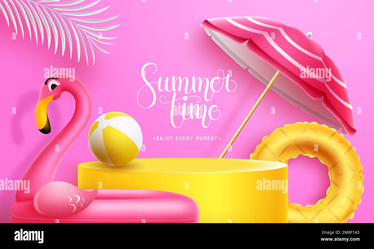 Arrière-plan du podium vecteur de l'heure d'été. Texte de l'heure d'été