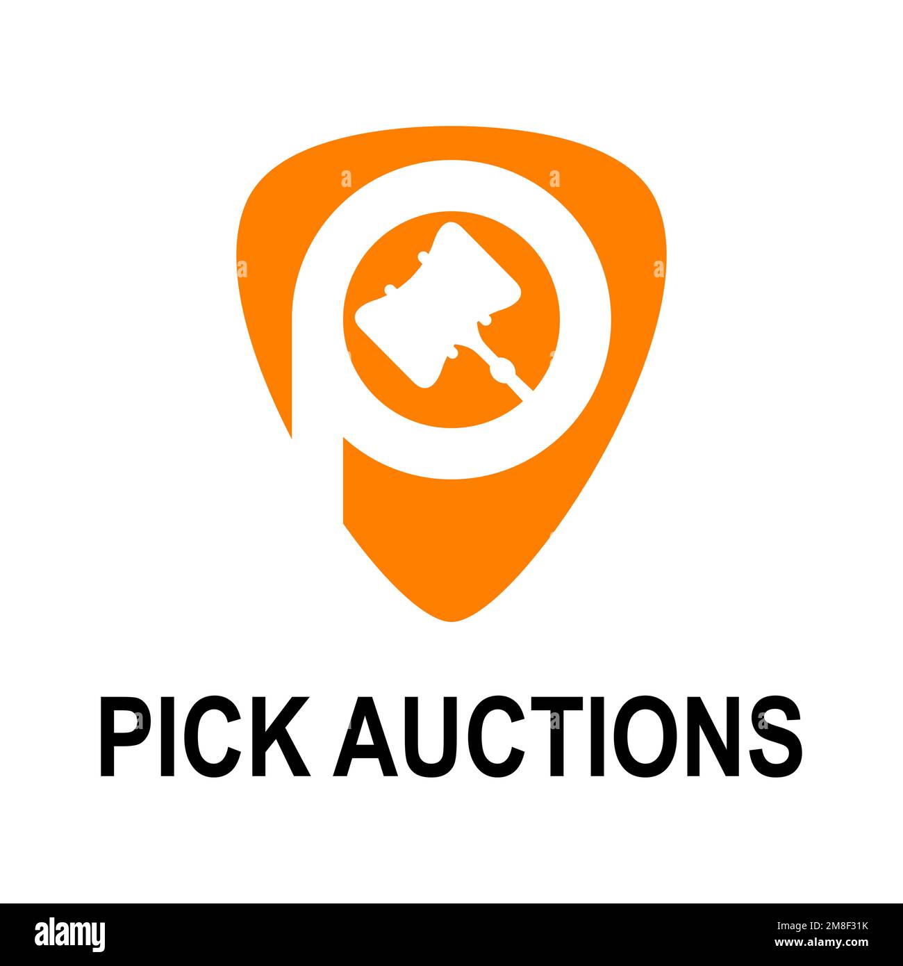 Simple lettre ou mot P police avec marteau court sur guitare choisir image graphique icône logo design abstrait concept vecteur stock initial ou musique Illustration de Vecteur