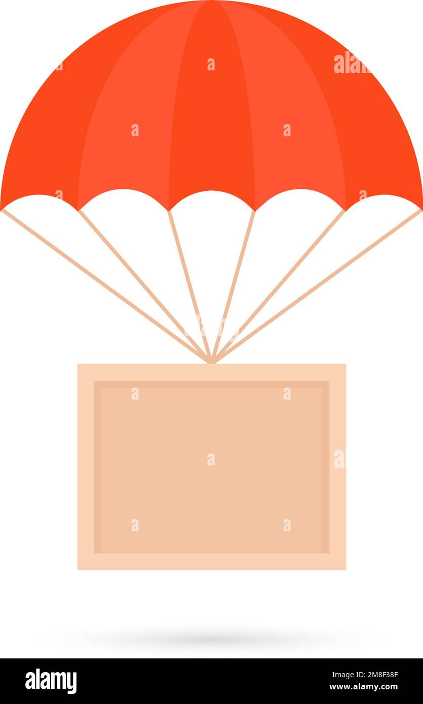 boîte de dessin animé accrochée au parachute Illustration de Vecteur