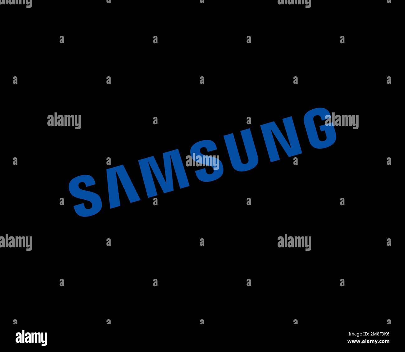 Samsung Electronics, logo pivoté, arrière-plan noir Photo Stock - Alamy