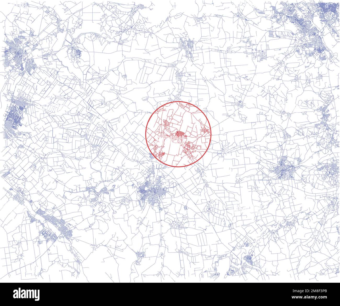 Vue satellite de Soledar, oblast de Donetsk, Ukraine. Carte. Rues et villes près de Soledar. Front de guerre entre l'Ukraine et la Russie Illustration de Vecteur