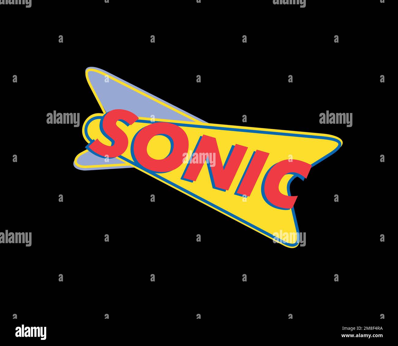 Sonic Drive In, logo pivoté, arrière-plan noir B Banque D'Images