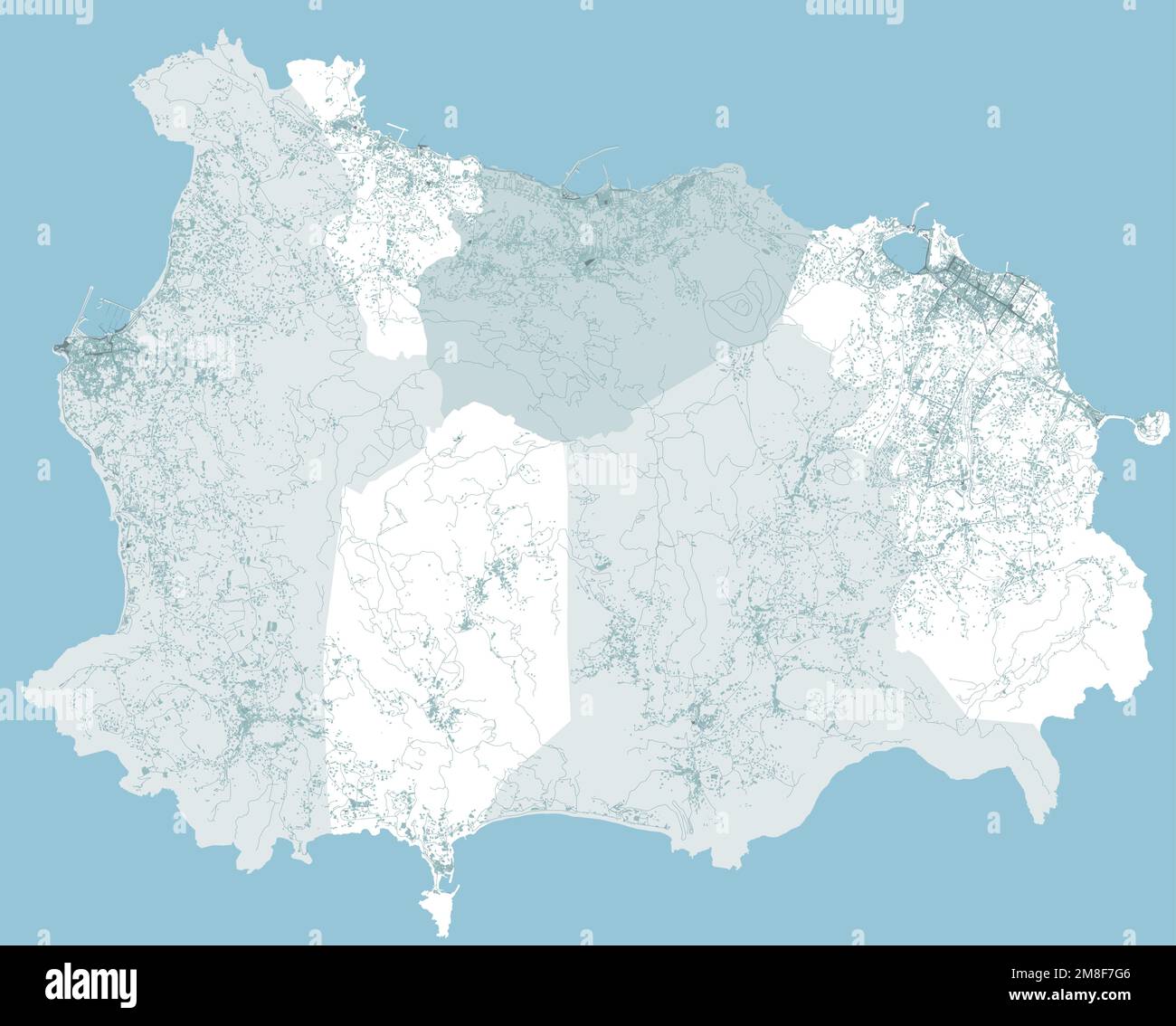 Vue satellite de l'île d'Ischia, vecteur. Bâtiments et maisons, rues. Campanie. Italie. Tremblements de terre et mouvements tectoniques Illustration de Vecteur