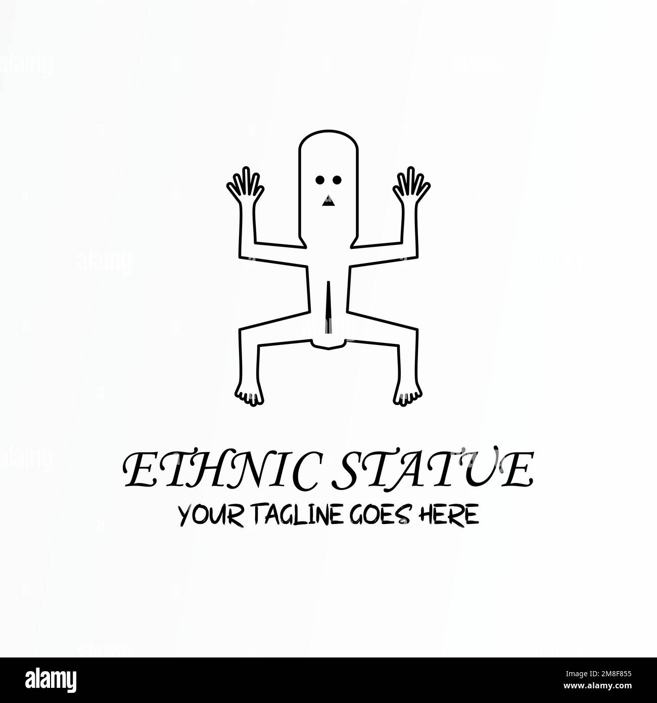 Statue ethnique simple avec art de ligne image graphique icône logo design abstrait concept vecteur stock. Peut être utilisé comme symbole lié à l'art ou au motif Illustration de Vecteur